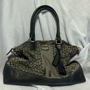 Coach Canvas and Leather Logo Bag Very Good Used Condition Black and Gray